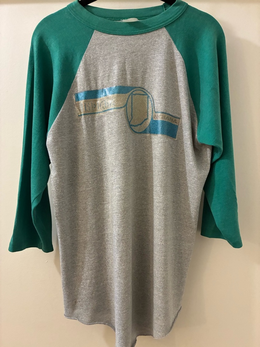 Gray & Teal Seymour Indiana Raglan Graphic Tee